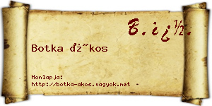 Botka Ákos névjegykártya