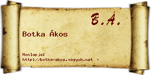 Botka Ákos névjegykártya